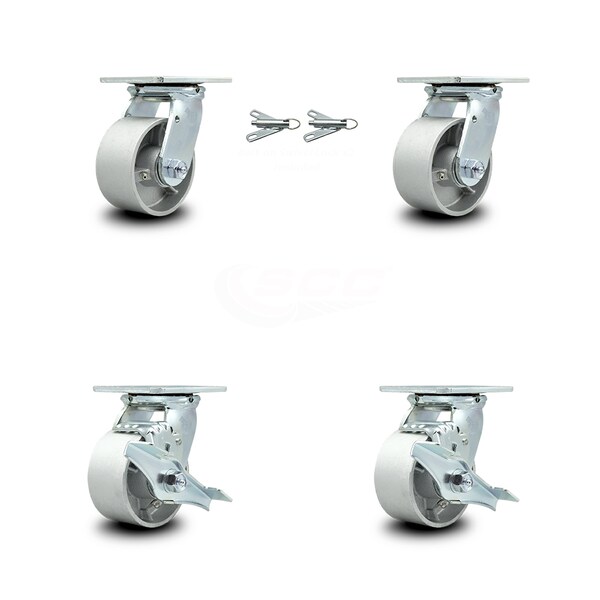 Service Caster 4 Inch Semi Steel Caster Set with Roller Bearings 2 Swivel Lock 2 Brake SCC SCC-30CS420-SSR-BSL-2-TLB-2 - main